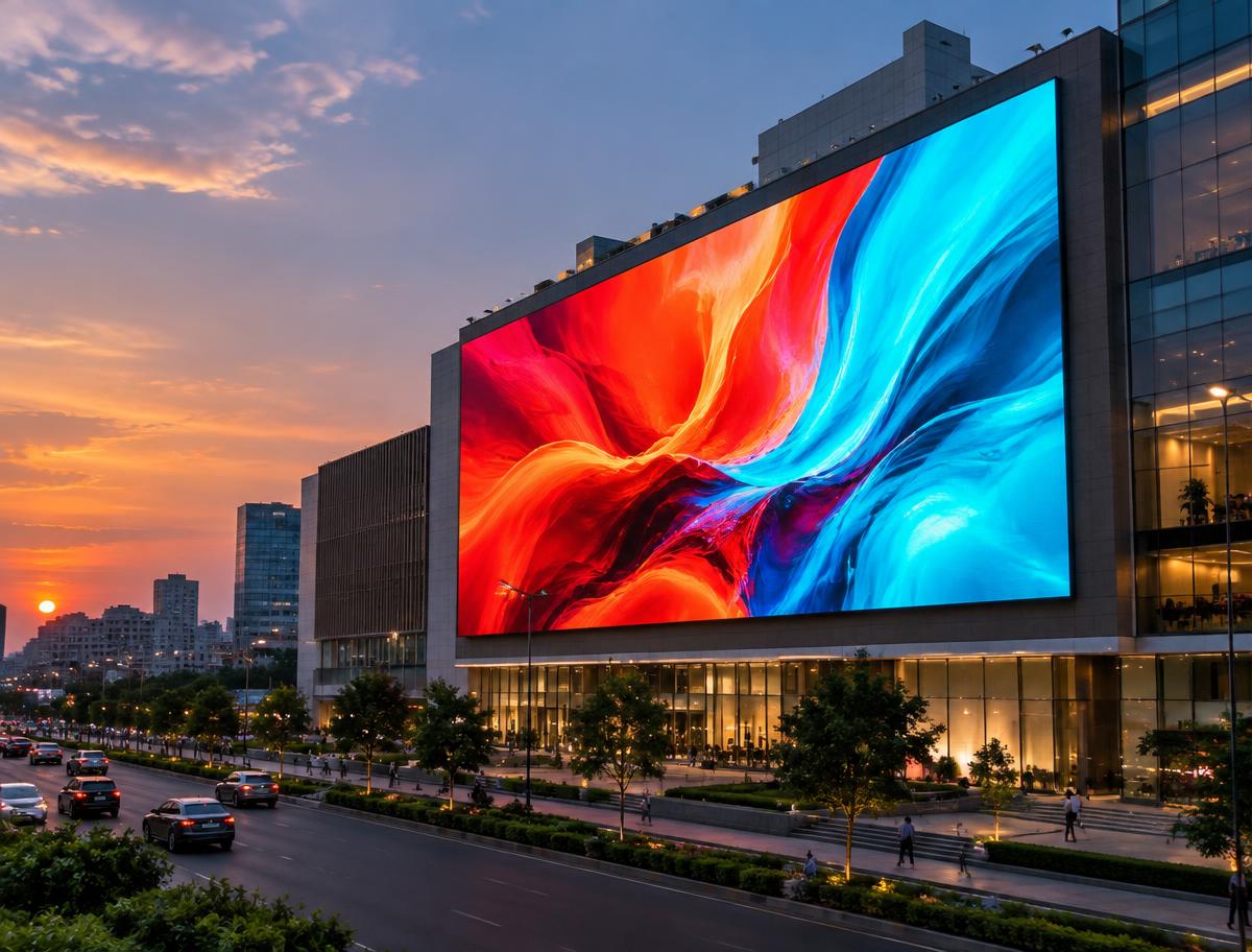 Large outdoor LED display on a building